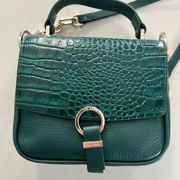NWOT Ted Baker London Loop & Tab "Grainy" Mini Crossbody   DARK GREEN - Picture 3 of 9